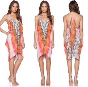 lovers and friends brooklyn midi dress Lovers + Friends | Dresses | Lovers Friends Dress Womens Small Pink Brooklyn Tie Dye Midi Side Slit Stretch